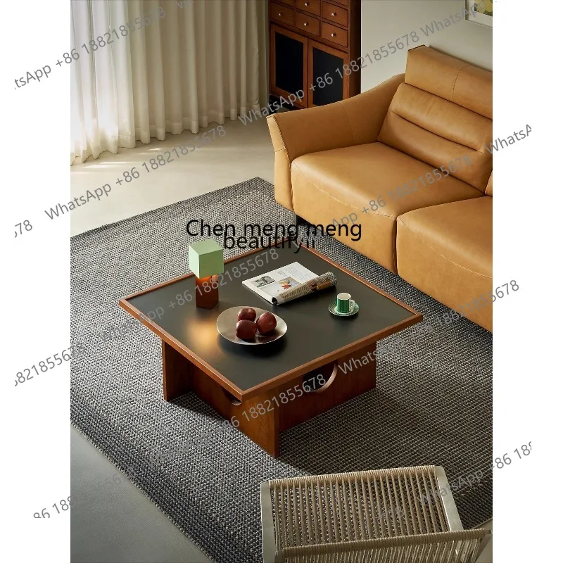 X New Coffee table medieval rock slab solid wood small apartment living room, tea table 4109