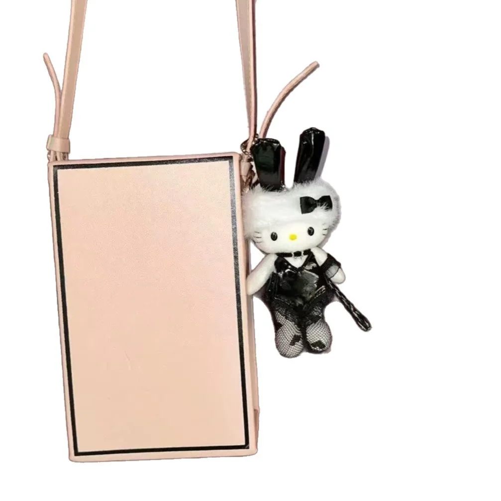 Sanrio Kawaii lapin fille Hello Kitty en peluche porte-clés dentelle noir vêtements Kitty chat bricolage décoration sac à dos porte-clés Couple cadeau