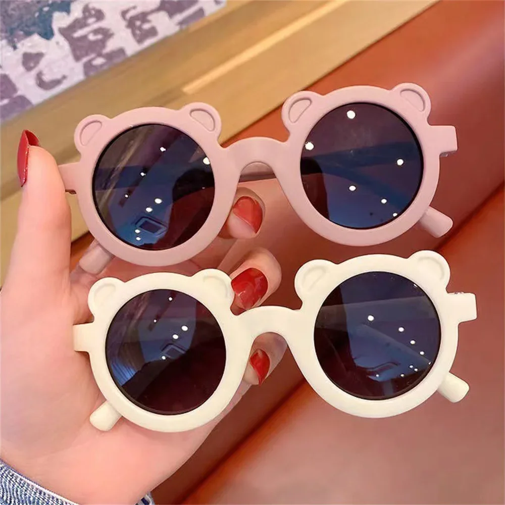 Gafas de sol de moda para niños, gafas de sol clásicas redondas con bonito oso de dibujos animados, gafas de sol para niñas y niños, gafas UV400, gafas para bebés