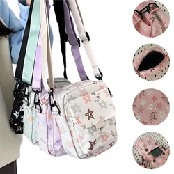 Cutie Printing Shoulder Bag for School Girls,Nylon Waterproof Storage Crossbody Bag,Portable for Traveling,Handy Phone Pocket