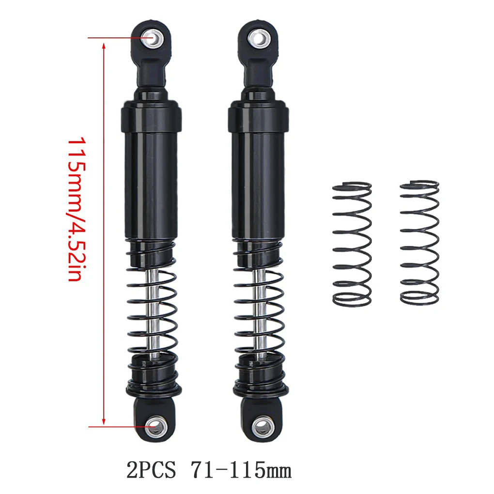 2x aluminiowe przednie amortyzatory tylne 75mm-115mm z olejem wypełnione dla gąsienica RC Trx4 Trx6 Scx10 Capra Gspeed V4 Comp czarny