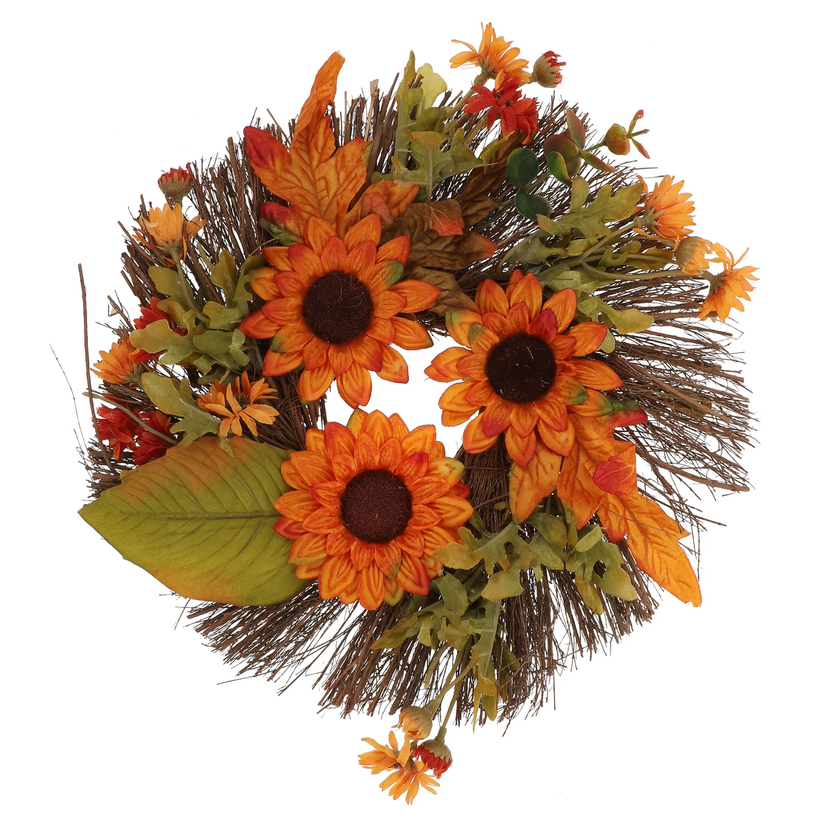 

1Pcs Simulated Sunflower Wreath Decor with Lights Indoor Outdoor Hanging Lamp Artificial Flower Pendant Home Door Ornament