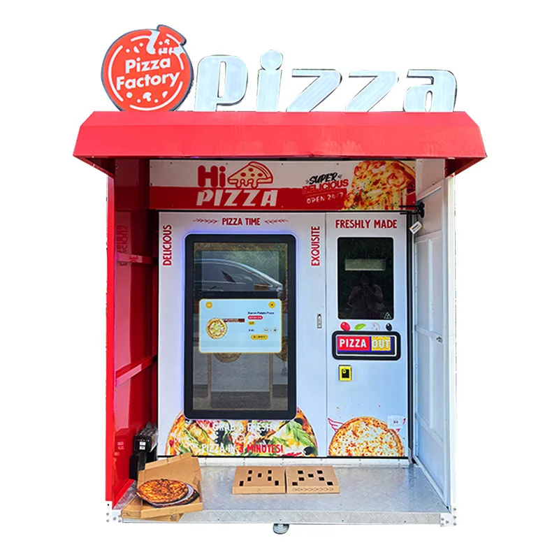 24-Hour Fully Automatic Unmanned Pizza Vending Machine Fast Food Delivery for Large Shopping Malls Coin Payment for Coffee Pizza