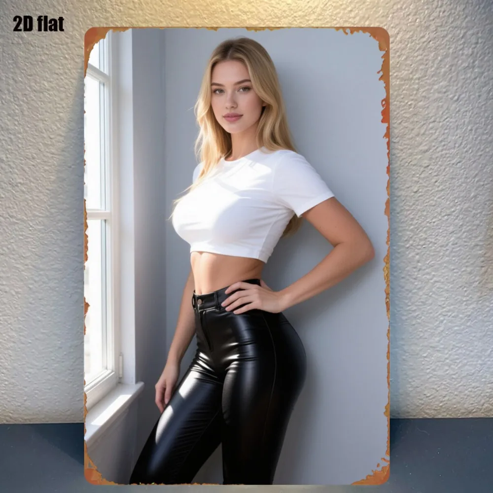 2d 1pc Streetwear Girl Metal Tin Sign 8x12 Inch Urban Wall Decor for Living Room Game Room