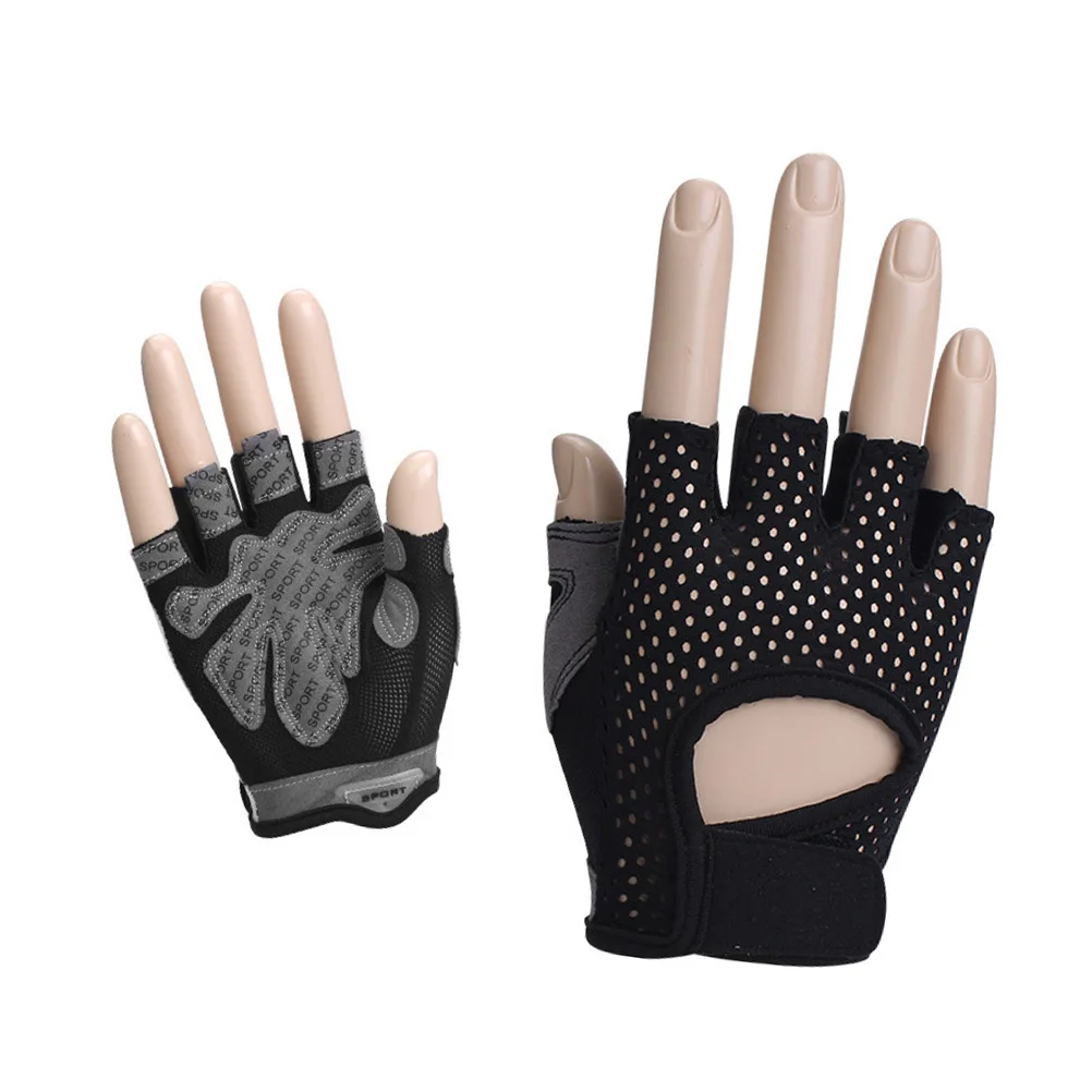 

Gym Gloves Women Fitness Weight Lifting Fingerless Sports Training Anti Slip Silicone Palm Breathable Adjustable