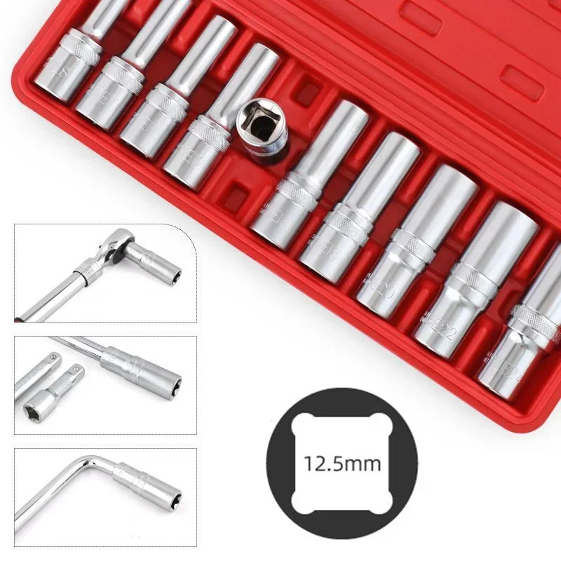 10Pcs 1/2\'\' Socket Set E-shaped Extended Torx Socket Set E8-E24 Hexagonal Torx Torx Socket Head