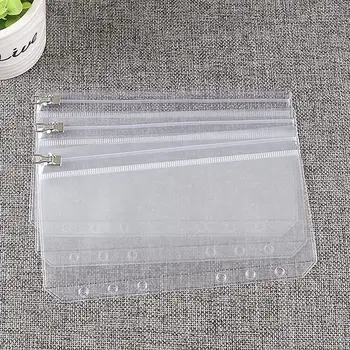 5pcs Document Organiser A5 A6 Clear PVC Pockets Transparent File Organizer Binder Cash Envelopes Waterproof With Metal Zipper