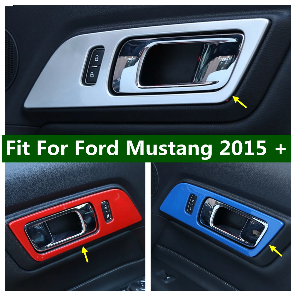 

Car Accessories Inner Door Doorknob Handle Bowl Decoration Frame Cover Trim For Ford Mustang 2015 - 2019 Red Interior Modified