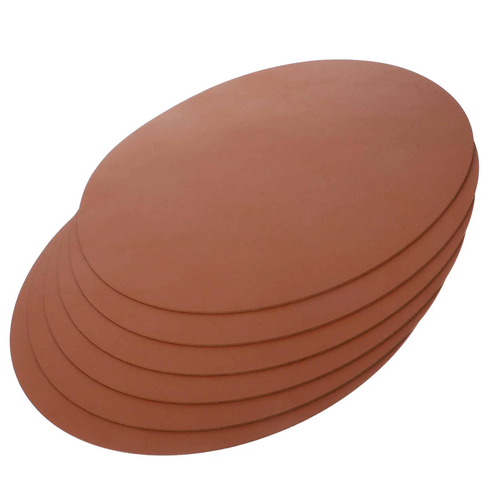 6Pcs PU Placemats Set Round Heat Resistant Washable Table Mats for Dining Table Decor Modern Simple Style