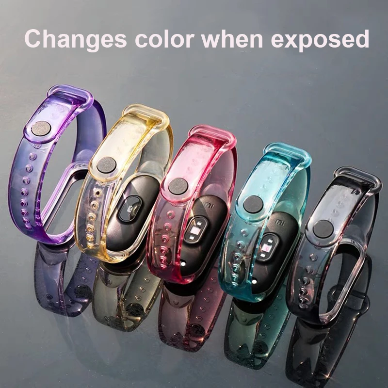 Strap For Xiaomi Mi Band 5 6 4 3 Transparent Change Color Light Wrist Bracelet For Xiaomi MiBand 7 Silicone Replacement Strap