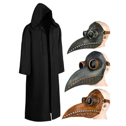 Witch Tunic Hooded Robe Halloween Cape Cosplay Plague Doctor Mask Costume Adult and Child Holiday Play Mask Accessories