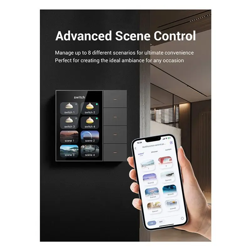 24-Hour Delivery 3 Set 3.5 Inch Smart Wall Switch Touch Screen 4 Groups Switch 8-Way Scene Radar Sensor Dimming Switch Tuya Zigb