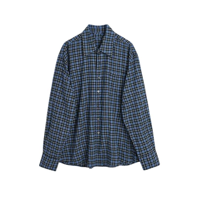 

Top Quality Our Legacy Men's Casual Fashion Shirts Blue Plaid Shirts for Man Men's Clothing Women's Clothes