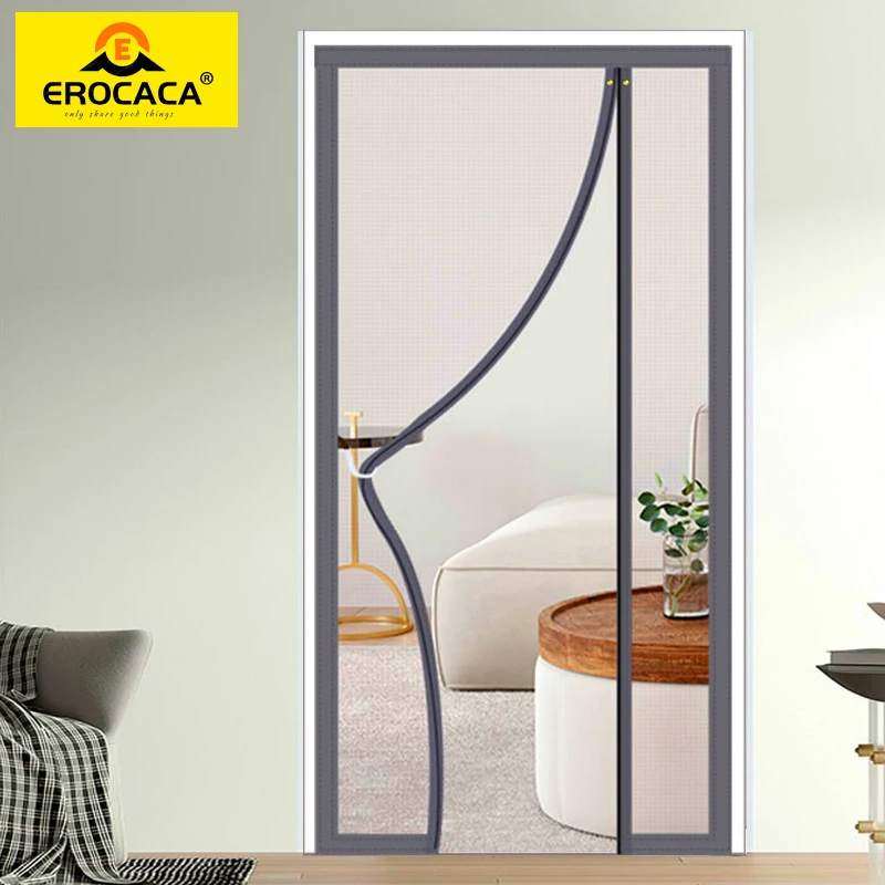 EROCACA Magnetic Screen Door Curtain Anti-Mosquito Net Fly Insect Screen Mesh Automatic Closing Custom Size Easy Installation