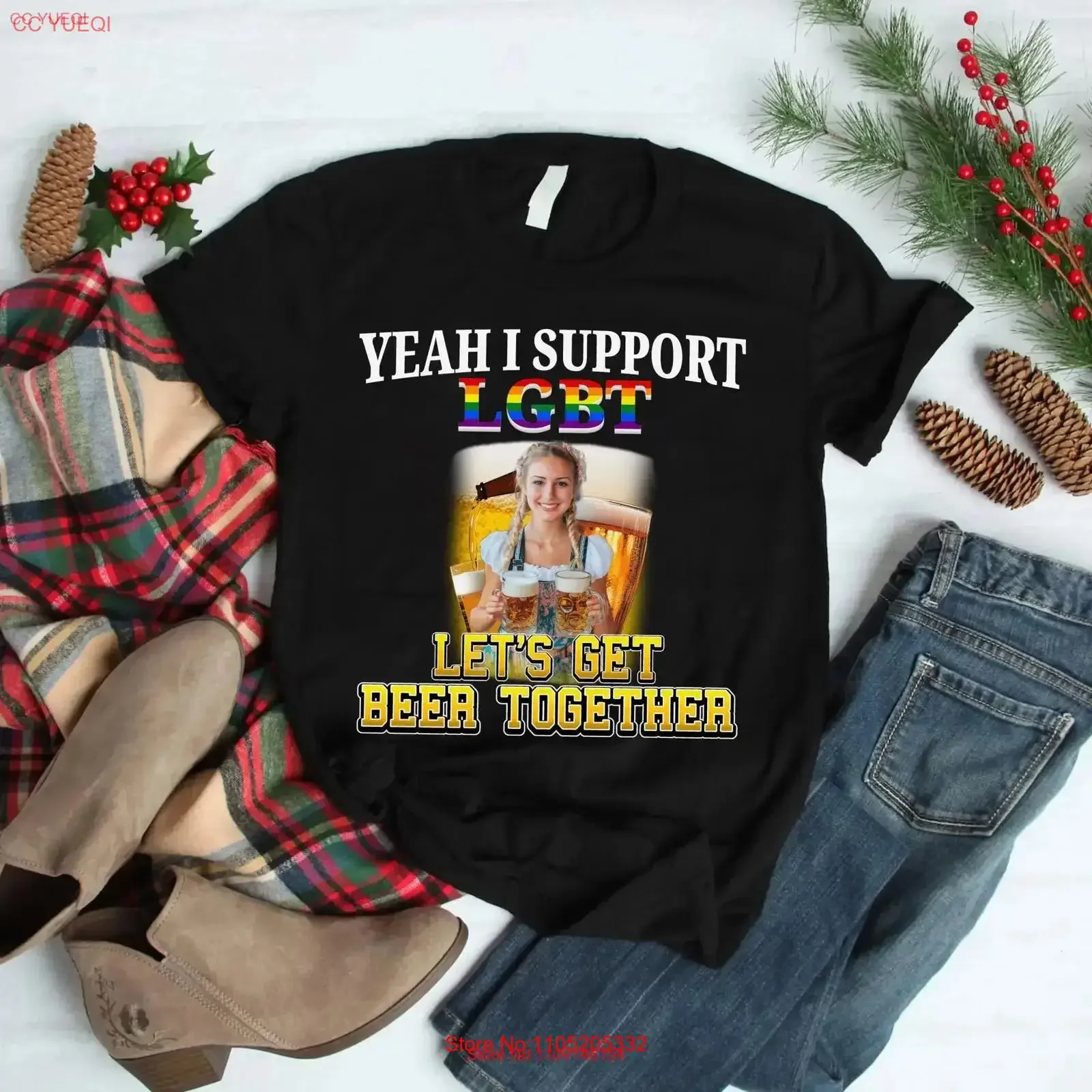Yeah I Support LGBTQ Let's Get Beers Together Tonight Funny Offensive Meme T Shirt Gag For Alcoholics Beer Party vintage