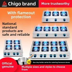 Claypot commerciële multi-head gasfornuis vloeibaar petroleum gasfornuis multi-head vier brander zes brander flameout bescherming