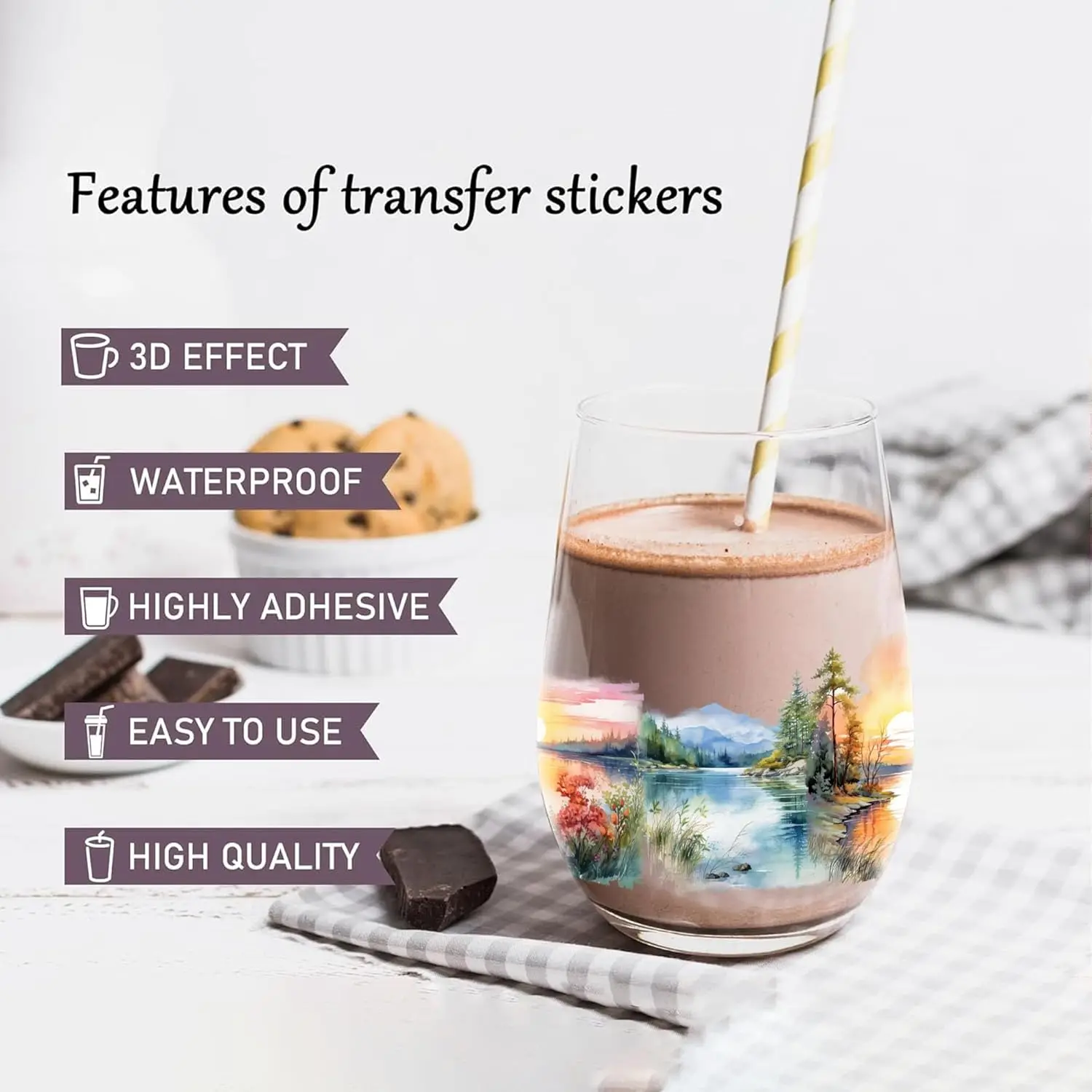 Cartoon UV DTF Cup Wrap cute gum Transfer Stickers For 16oz libbey Glass Can Tumbler Selfadhesive Waterproof Decals view 5