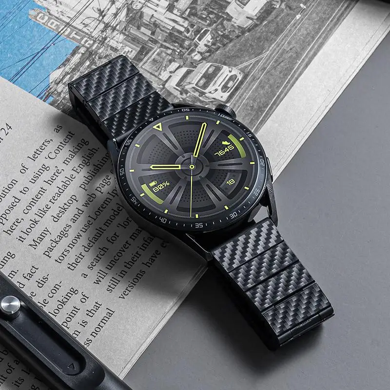 20mm 22mm Magnetic Carbon Fiber Strap For Samsung Galaxy Watch 3 4 5 6 7 Gear S3 Huawei Watch 4 3 GT4 GT3 GTR GTS 4Mini Bip 5 3