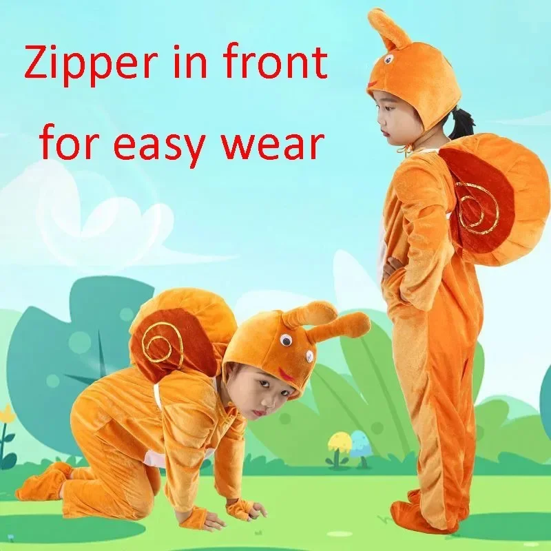 Children Snail Costume for Boys and Girls Slug Clothing Set Kids Snail Halloween Party Cosplay Animal Mollusk Clothes