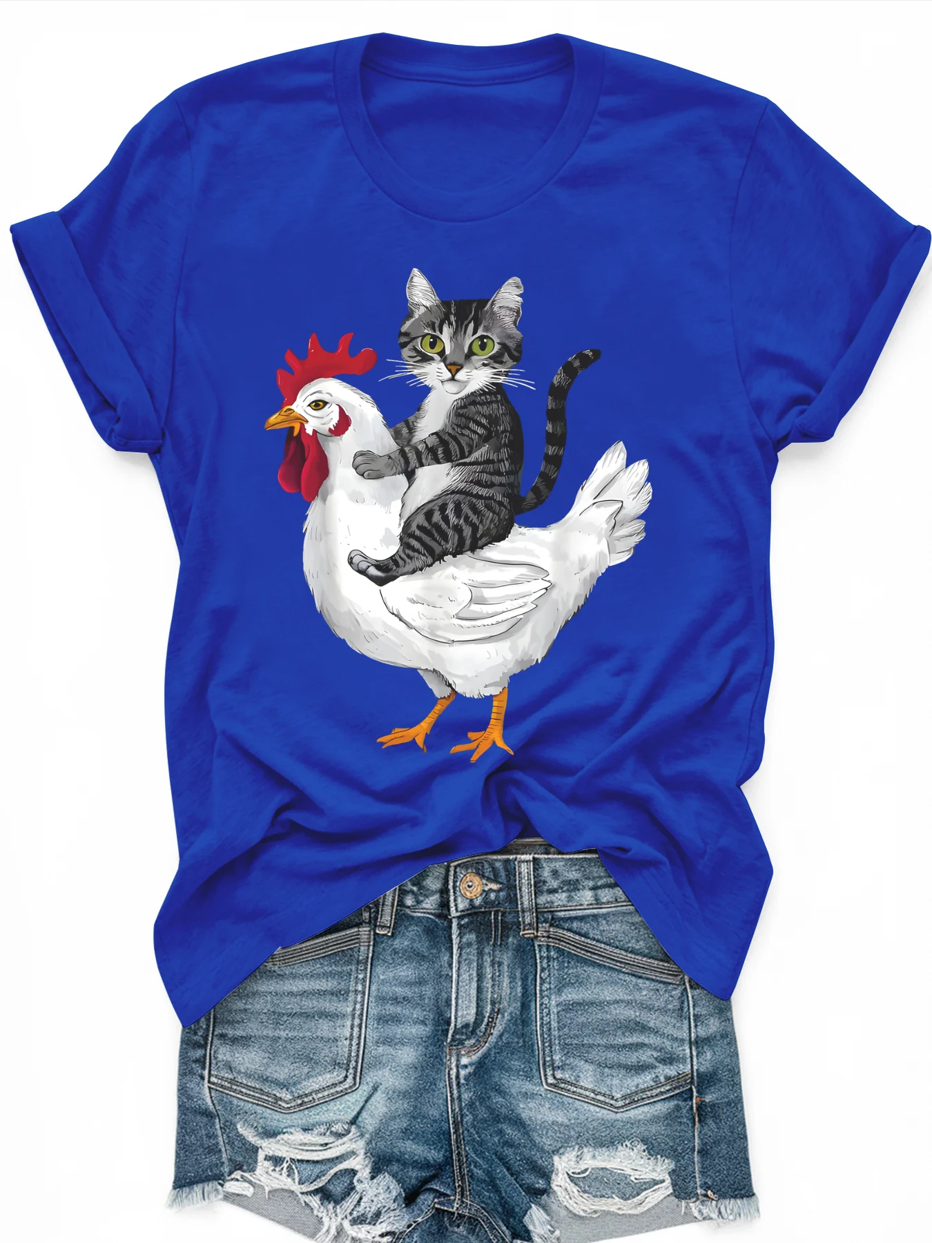 

Women's large-size printed short-sleeved T-shirt, loose and casual, soft, comfortable and breathable, outdoor sports