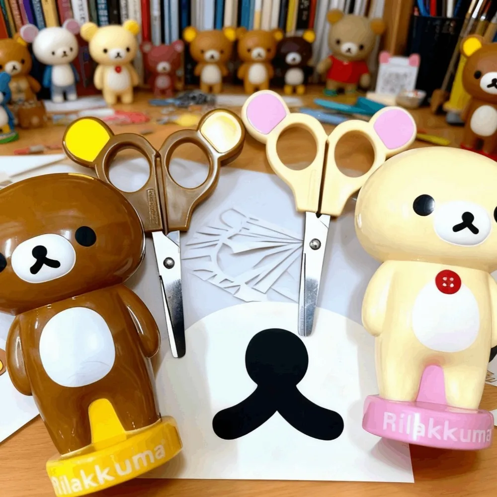 Kawaii Rilakkuma Scissors Vintage Cute Cartoon Anime Portable Handmade Special Tool Desktop Ornament for Girls Gifts Toys