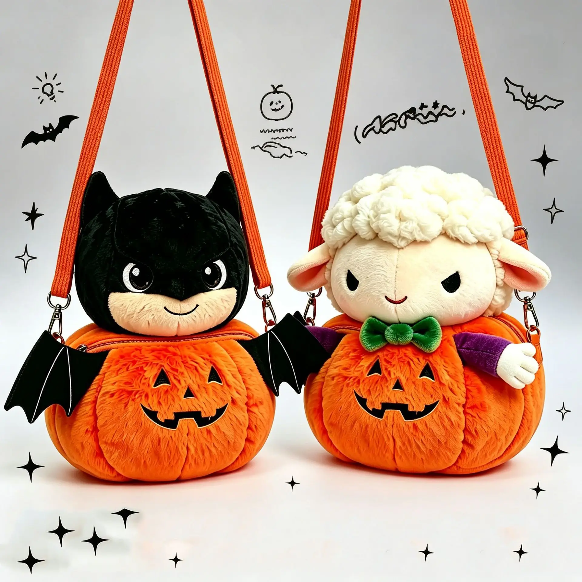 2027 New Halloween grimace pumpkin throw pillow funny creative plush toy doll doll bag
