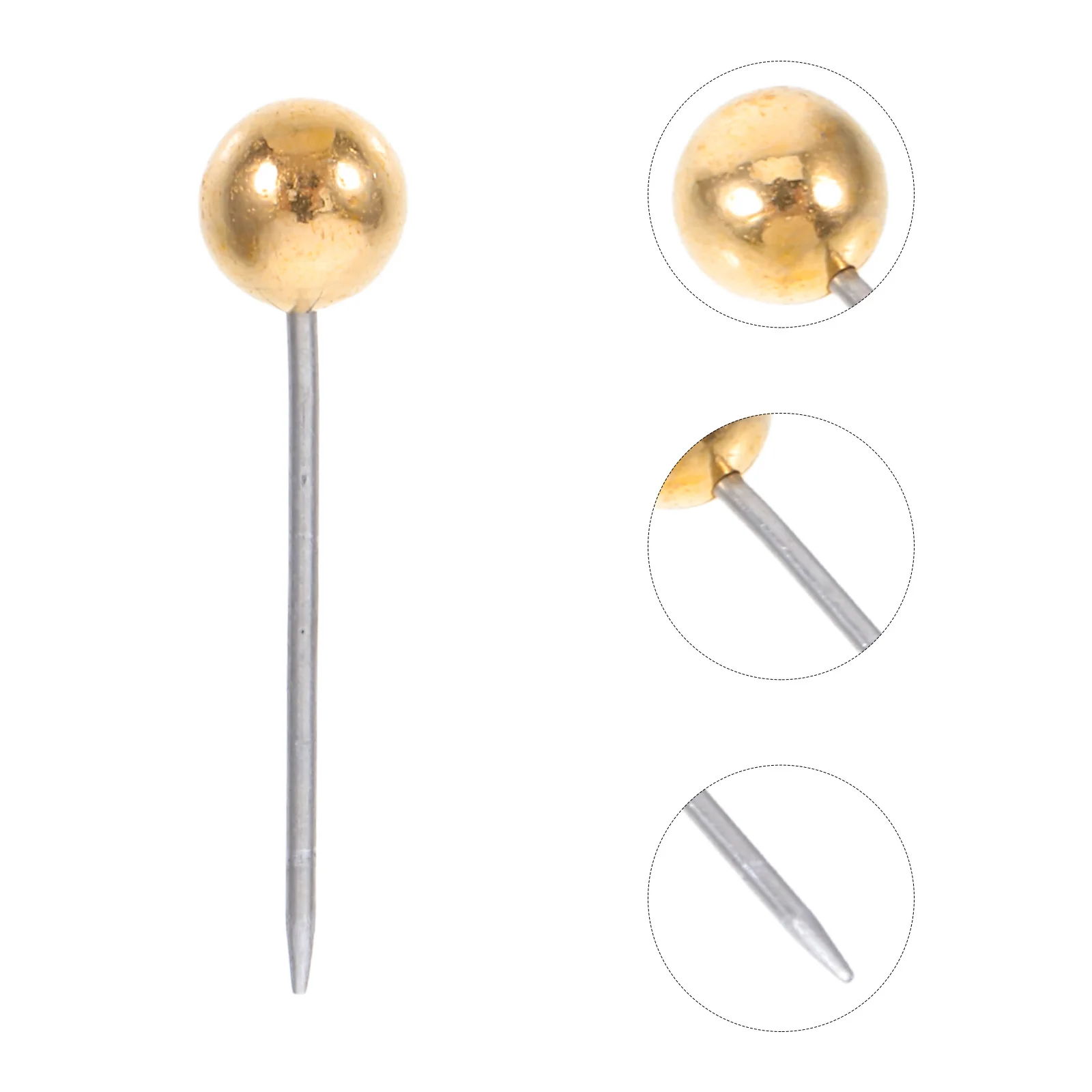 

200pcs Round Ball Push Pins Large Head Tacks Electroplated Metal For Bulletin Cork Board Office School Supply Map Wall