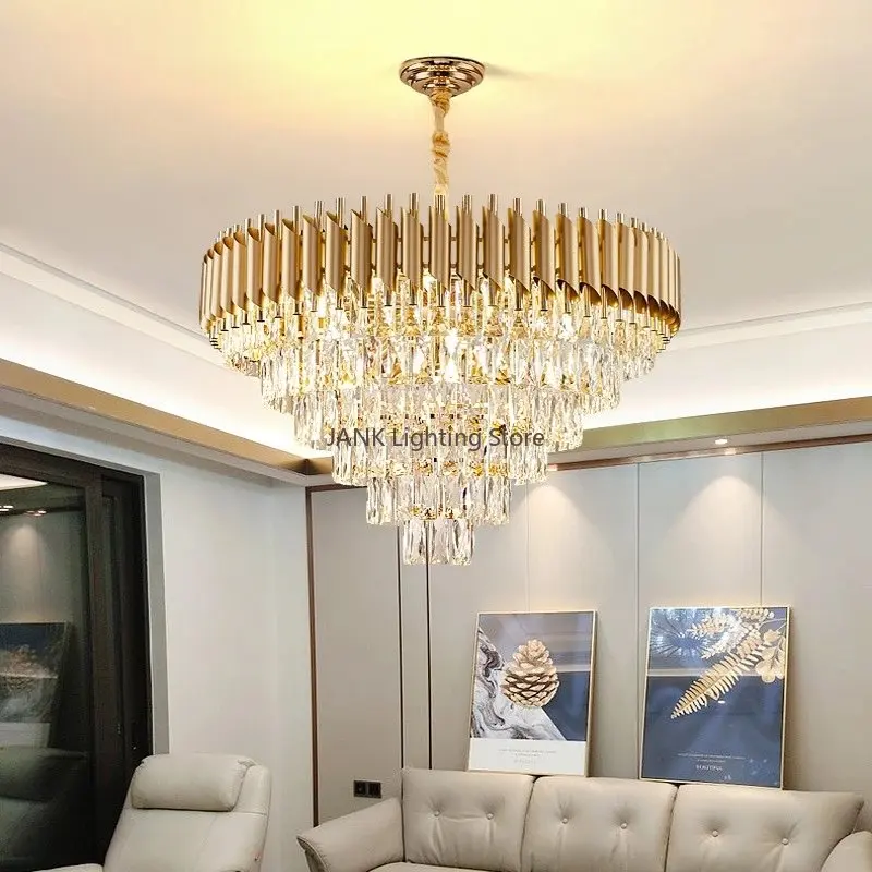 New Hot Selling Gold Luxury Suspension Lamp Modern Crystal Led Pendant Light Living Room Restaurant Interior Decoration Lamps