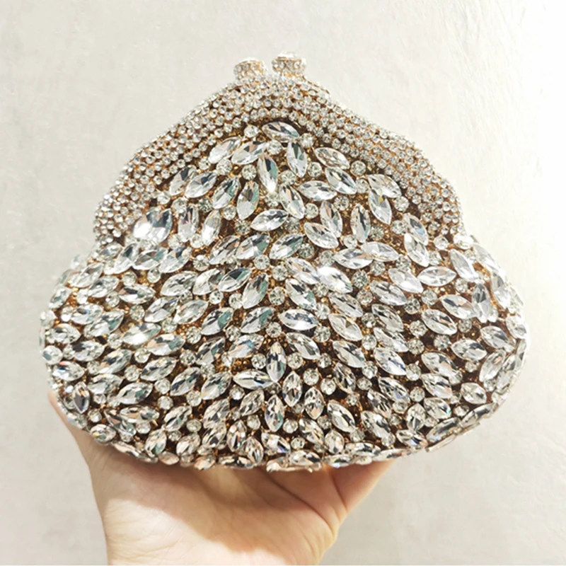 WHTUOHENG Blue Crystal Evening Bag Women Diamond Bridal Purse Party Handbags Lady Rhinestone Clutches Metalic Minaudiere Bags
