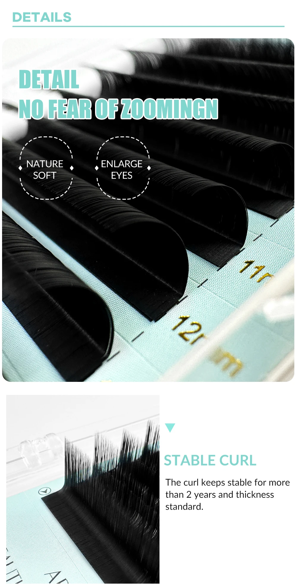 ABONNIE Cashmere Lash Trays I/J/B/L/LB/LJ/M/LU/LC/LD/C/CC/D/DD Curl Matte Wimpernverlängerungen Cashmere Einzelwimpernverlängerungen – Detail 6