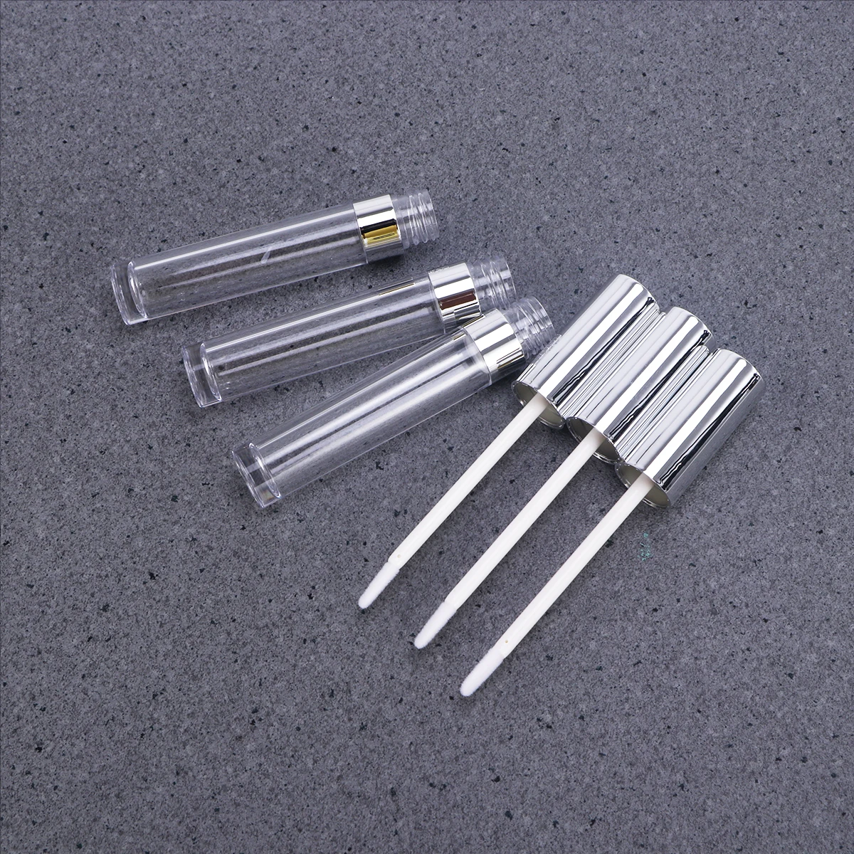

3 Pcs Clear Lip Gloss Bottle Tubes with Wand Bottles Wands Empty Silver