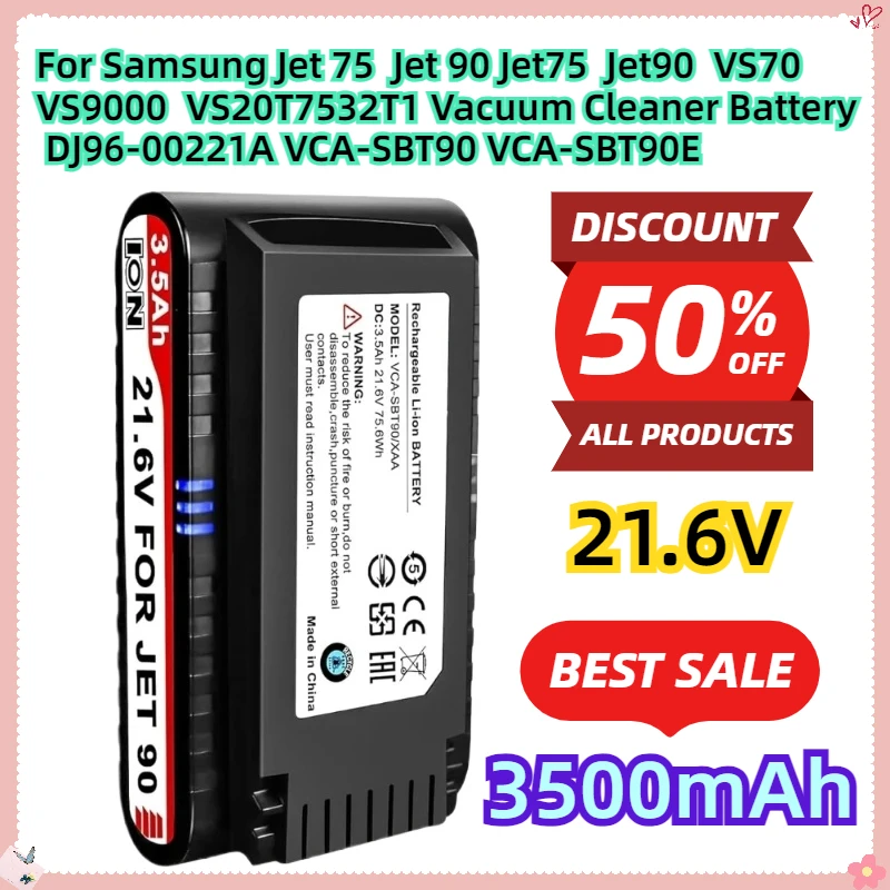 For Samsung Jet 75  Jet 90 Jet75  Jet90  VS70  VS9000  VS20T7532T1 Vacuum Cleaner Battery DJ96-00221A VCA-SBT90 VCA-SBT90E