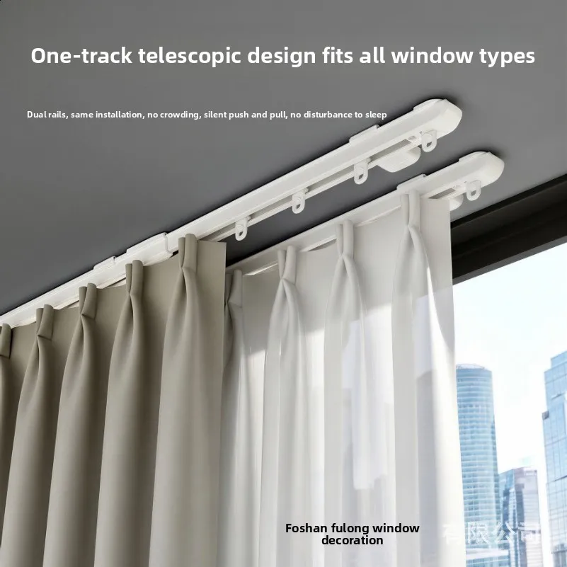 Adjustable Aluminum Curtain Track Rail Quiet Hanging Hook System Ceiling Or Side Mount Options To M White Single Apartment