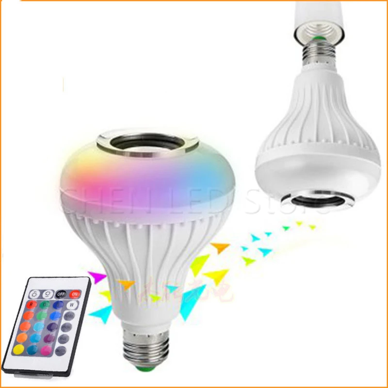 

E27 Wireless Bluetooth Speaker Music Playing LED RGB RGBW Music Bulb Colorful Dimmable 12W LED Bulb Lampada For Holiday Light