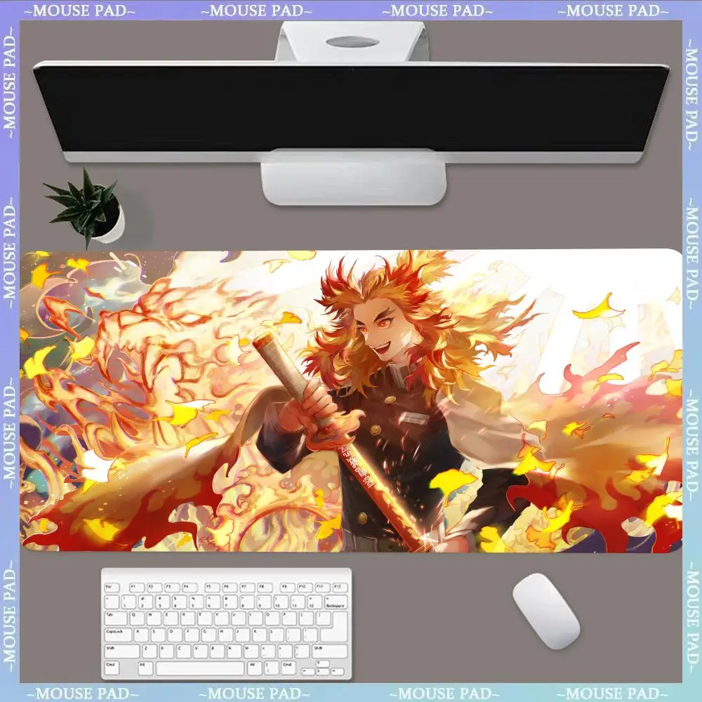 Rengoku-alfombrilla de ratón Kyoujurou MINISO, almohadillas grandes para juegos, borde de bloqueo XL, tamaño para Gamee, regalos para hija, niño, hermano, amigo