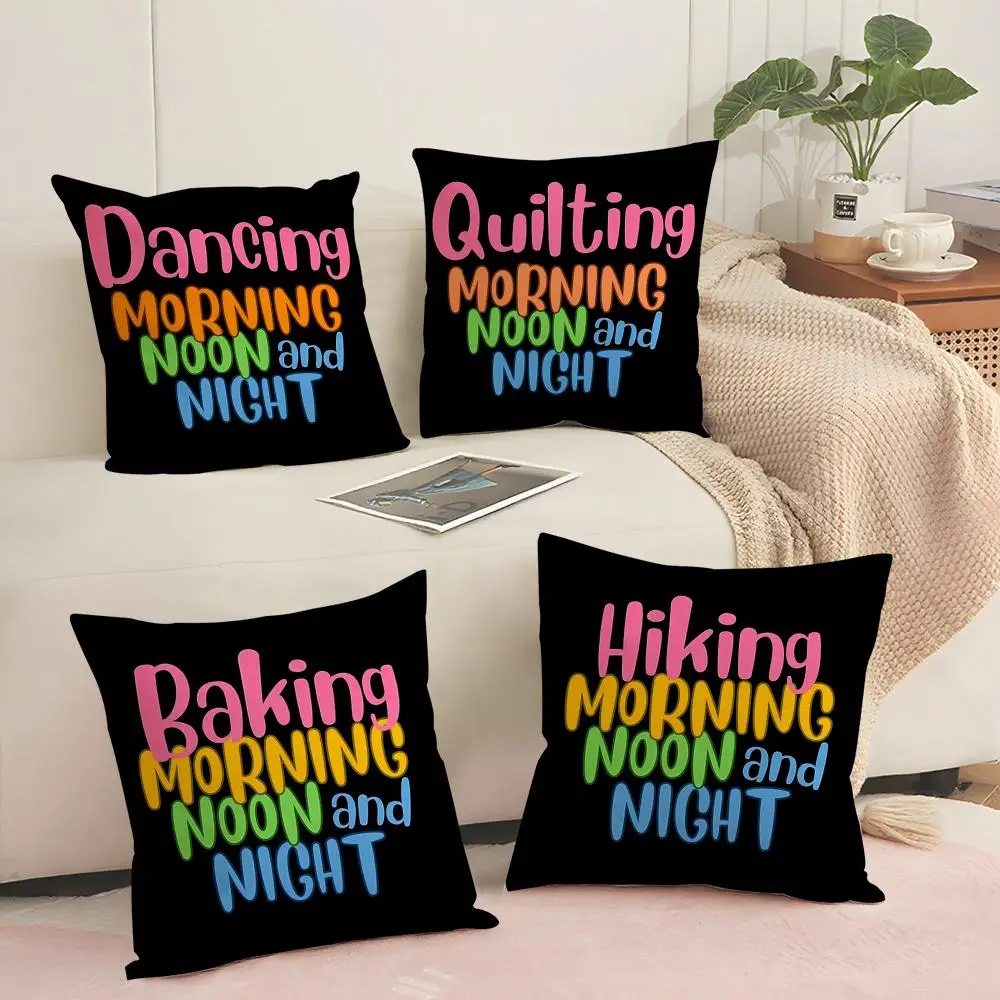 Morning Noon Cushion Cover Short plush Double-sided Print Square Throw Pillow Covers Sofa Home Cushion Decor