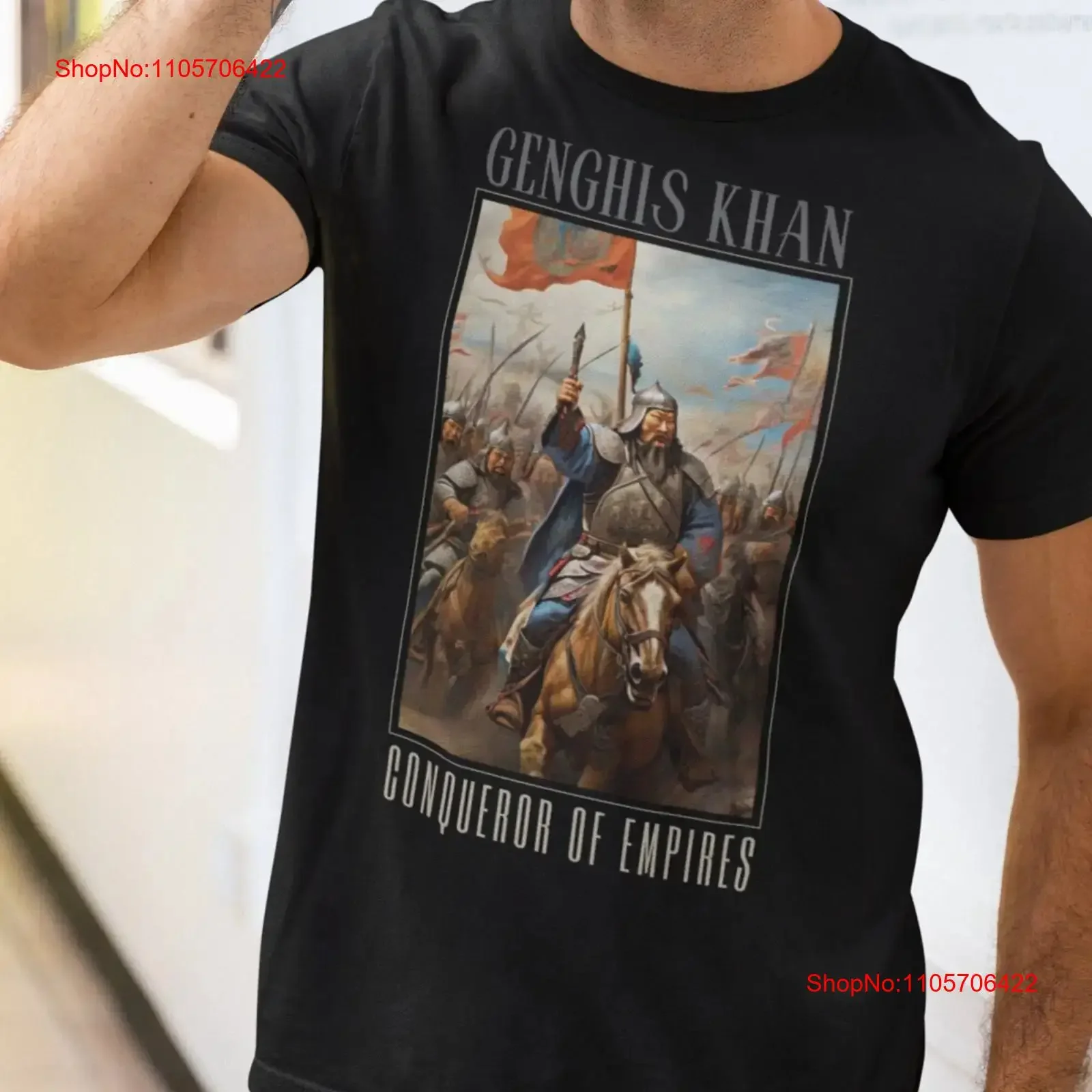 T-shirt Genghis Khan Empire Mongol : Conquérir la journée avec style historique – Vêtements vintage délavés de créateur, respirants et extensibles