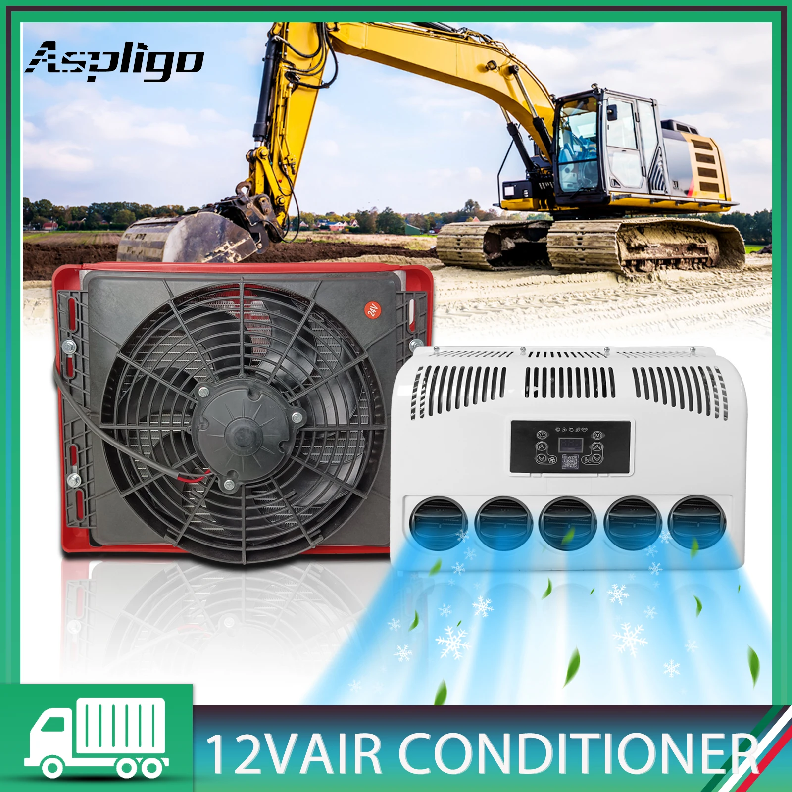 

Aspligo Air Conditioner 12V 24V Auto Electric 5-speed Split Truck Parking Air Conditioning For Camper Van Tractor Motorhome New
