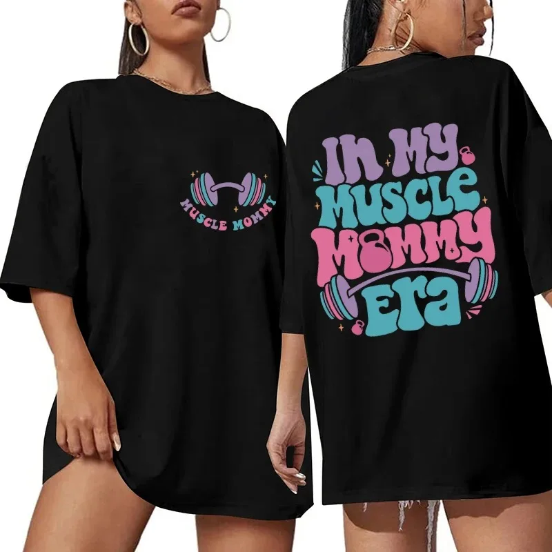 Women T-shirts Funny Gifts for Gym Lovers Tees Muscle Mommy Graphic Tops Weightlifting Female Clothing Y2k Clothes  T Shirts