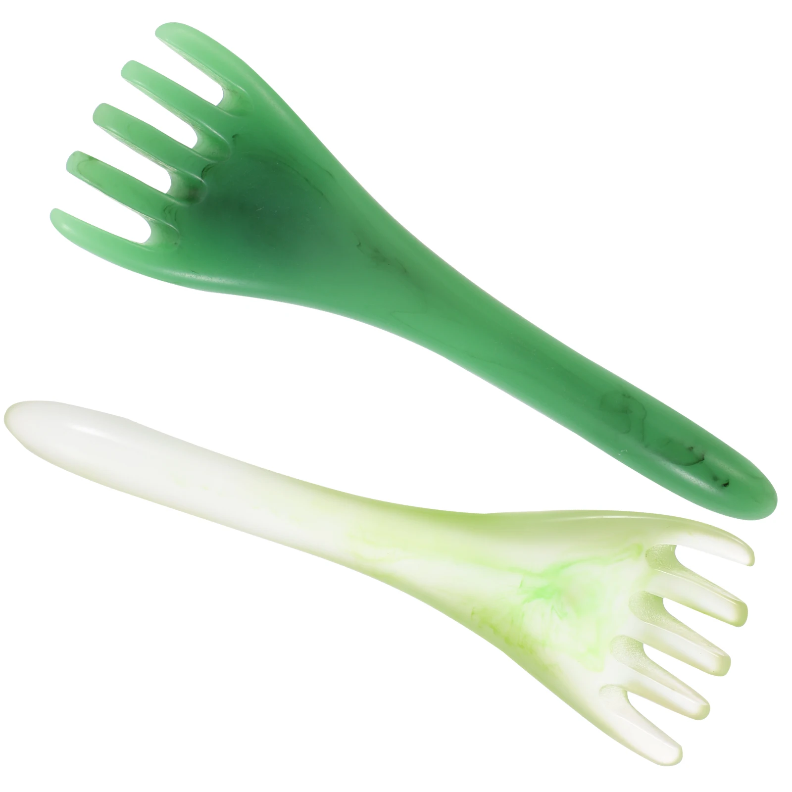 

2 Pcs Head Therapy Comb Massage Claw Scalp Care Tool Hair Scraping Green Guasha Resin Beeswax Tools
