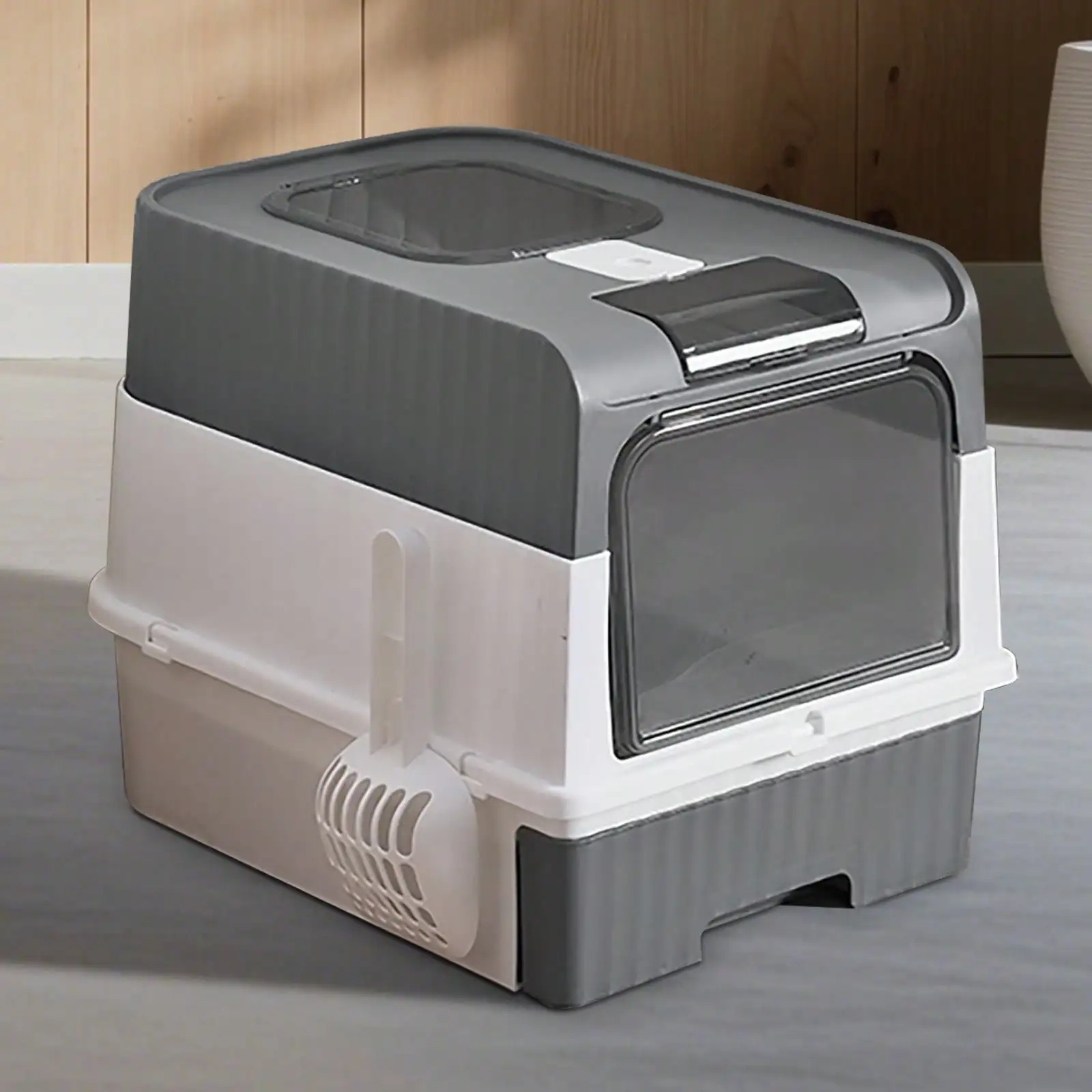 Enclosed Litter Tray - Sifting Scoop Kit, Pet Hygiene Box, Easy Clean Cat Accessories | Apartment Bedroom Bathroom Living Room For Apartment Bedroom Bathroom Living Room