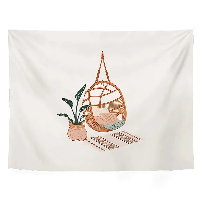 VIKAMA Bohemian Minimalist Abstract Tapestry with Plants and Women for Wall Decor in Living Room, Yoga Room, Bedroom and Home