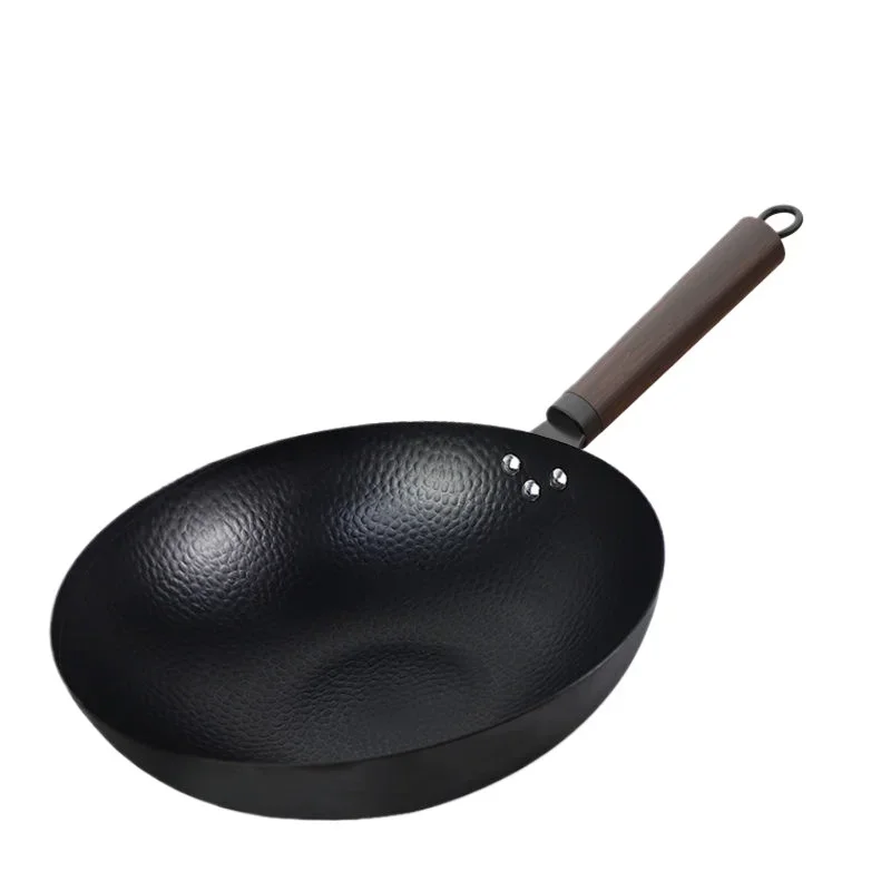 

32/34cm Fish Scale Iron Wok Hand Hammered Traditional Cookware Kitchen Uncoated Wok Suitable for Gas Stove Induction Cooker Wok