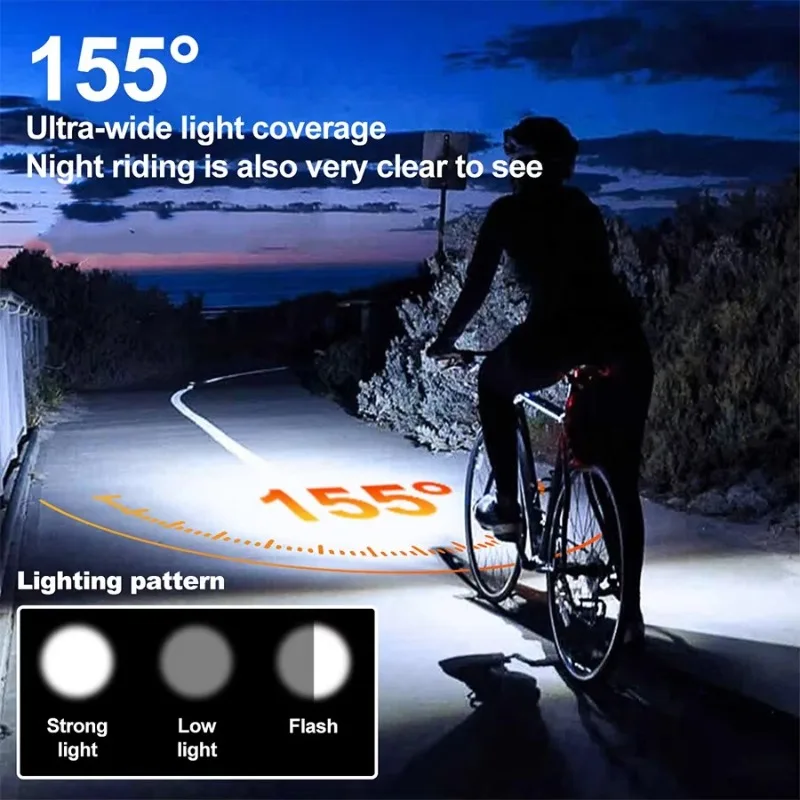 Bicycle Headlight with Horn 120DB Horn Solar Charging Ultralight Bike Headlight MTB Road Bike Front Lamp Flashlight Bike Light view 3