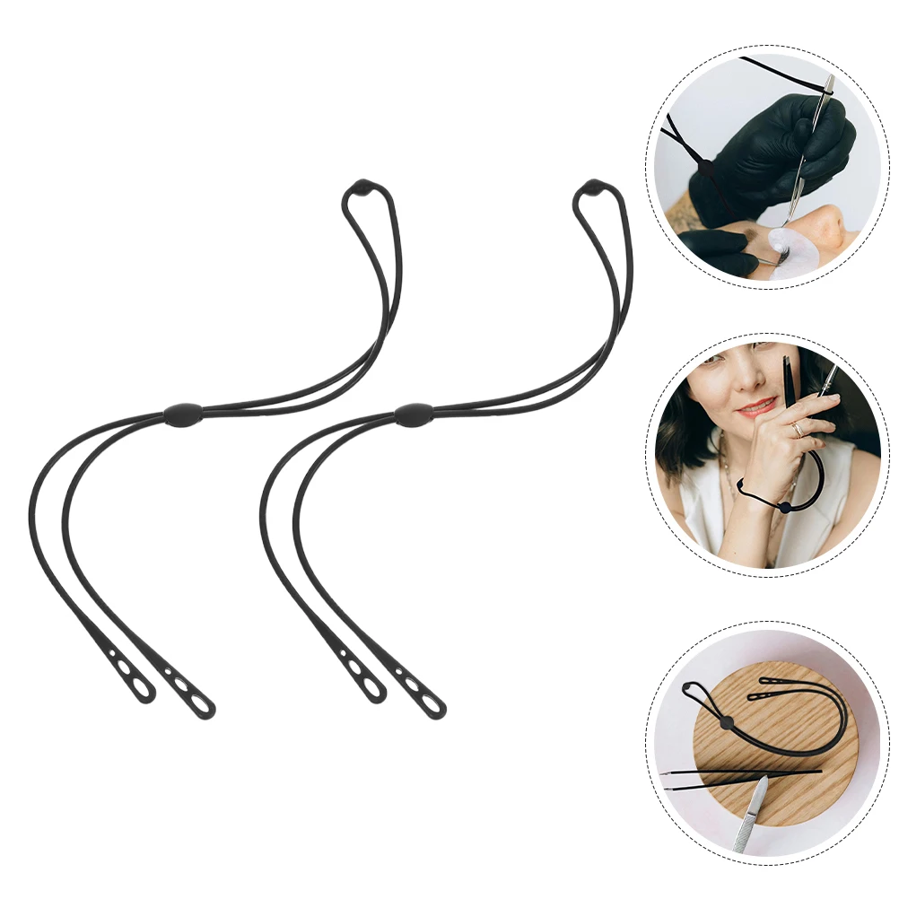 

2pcs Silicone Eyelash Extension Tweezers Wristband Anti-Slip Lash Holder Black Protective Bracelet Strap For Makeup Tools