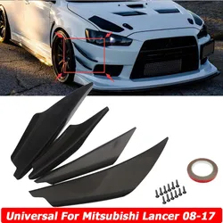 4PCS Front Side Bumper Canards Splitter Fin Valence Spoiler Guards Universal For Mitsubishi Lancer 2008-2017 Car Accessories