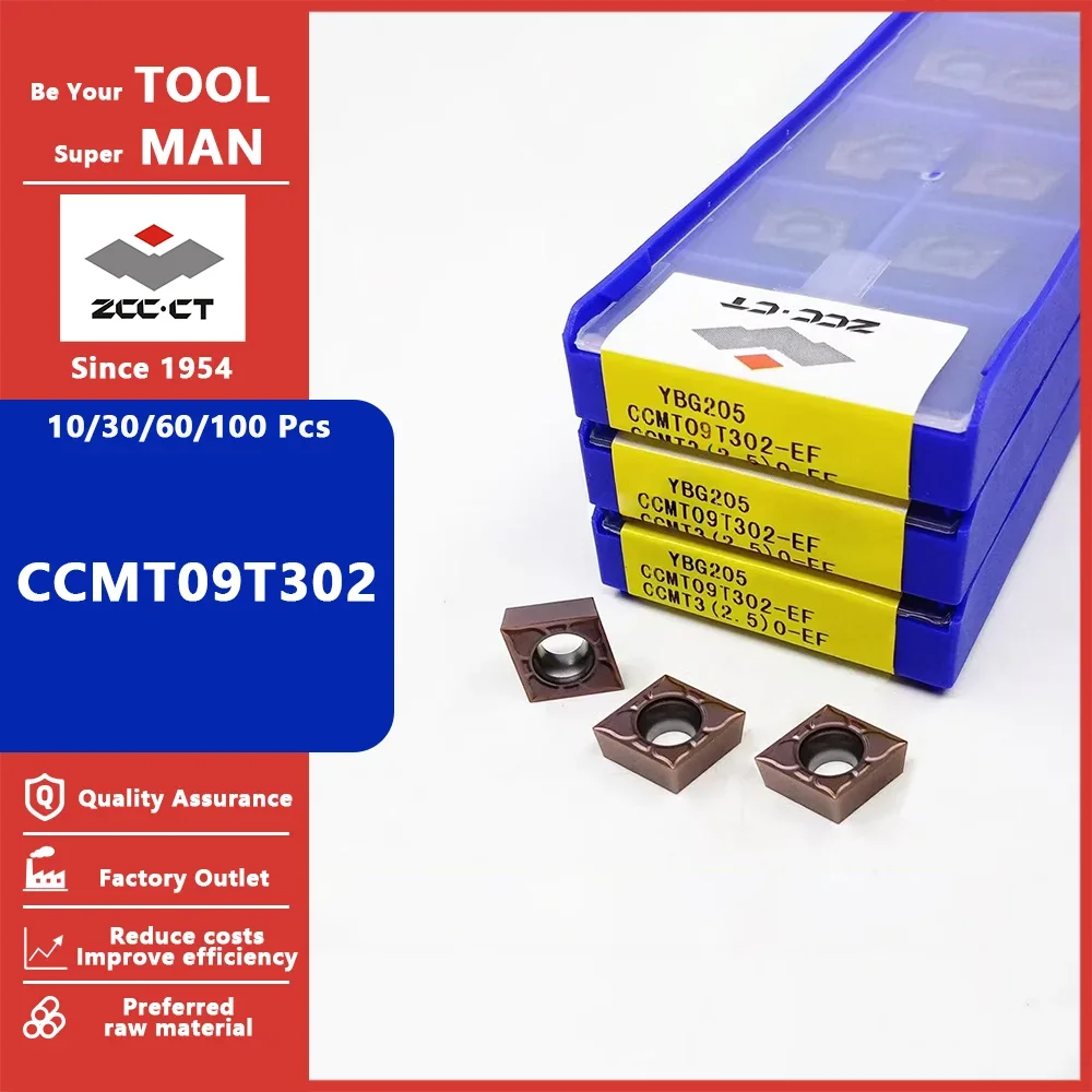 

ZCC CCMT09T302-EF CCMT09T302-HF External Turning Tools, Carbide Insert, CCMT 09T302 EF HF Lathe Cutter Tool