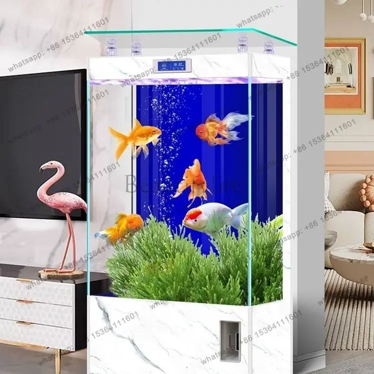 jj4 Ultra-white glass square small wall TV cabinet next to the floor-to-ceiling back filter ecological water-free