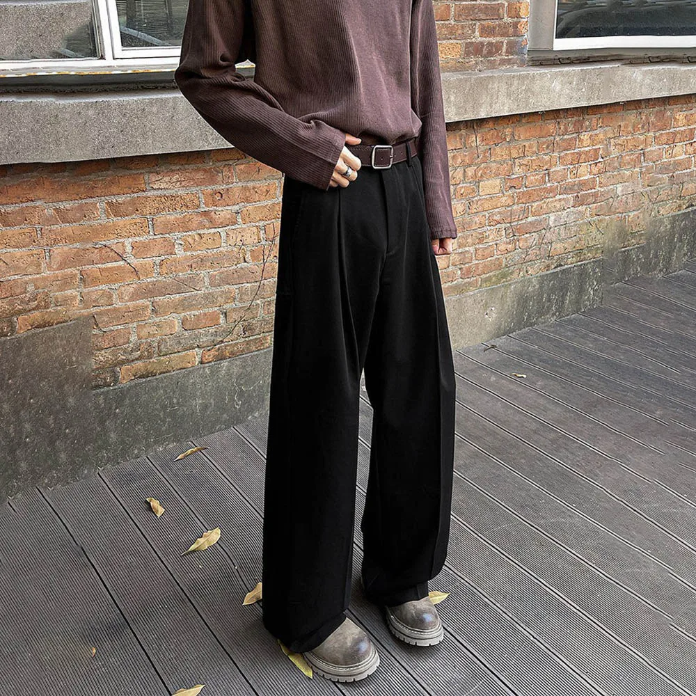 メンズ春ズボン無地デイリードレープカジュアルパンツシンプルなビジネスオールマッチアウトドアストレートパンツ紳士服 2025 新しい