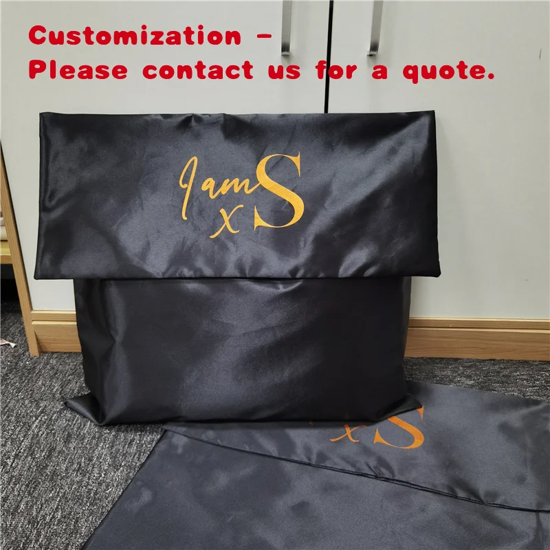 

custom.Chuanghua Luxury Satin Envelope Dust Bag Black Custom Sizes 45x40 50x45 30x50 60x70